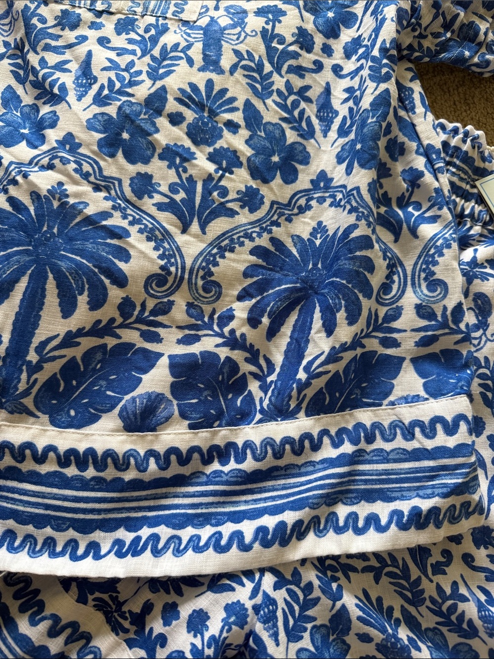 crown & ivy Blue and White Embroidered Tropical Two-Piece Set - Picture 4 of 8